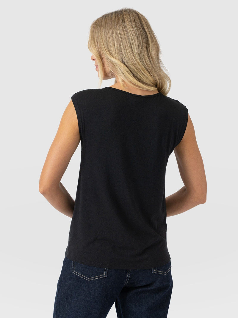 Mia Asymmetric Tee - Black - Women's T-shirts | Saint + Sofia® UK