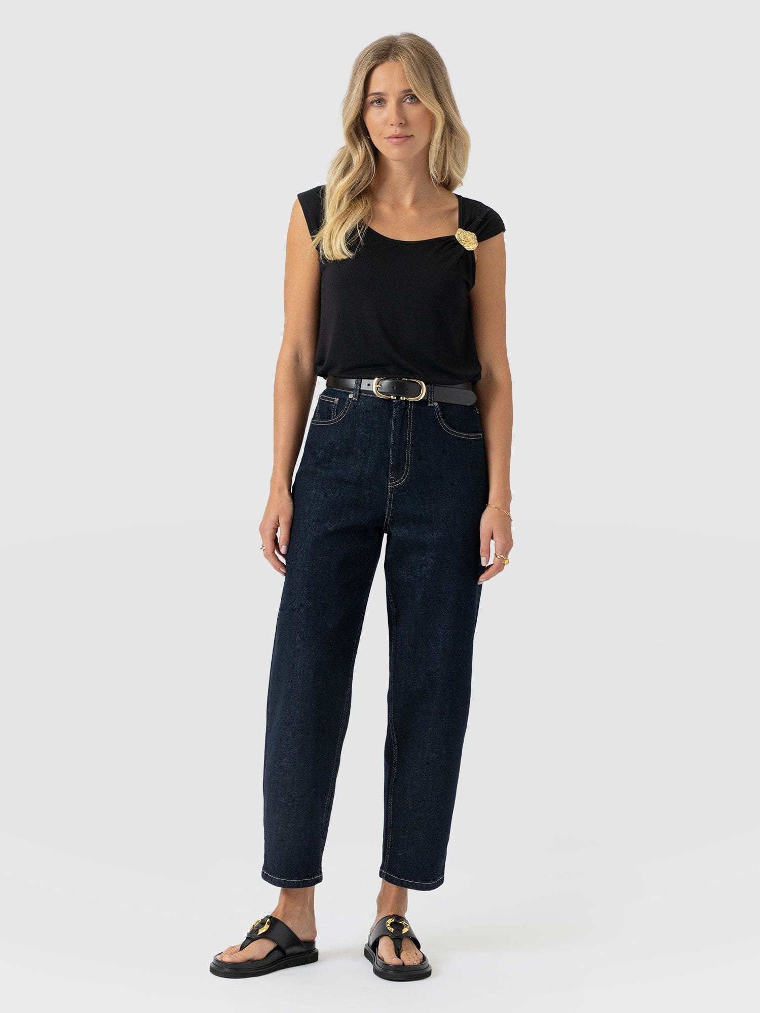 Mia Asymmetric Tee - Black