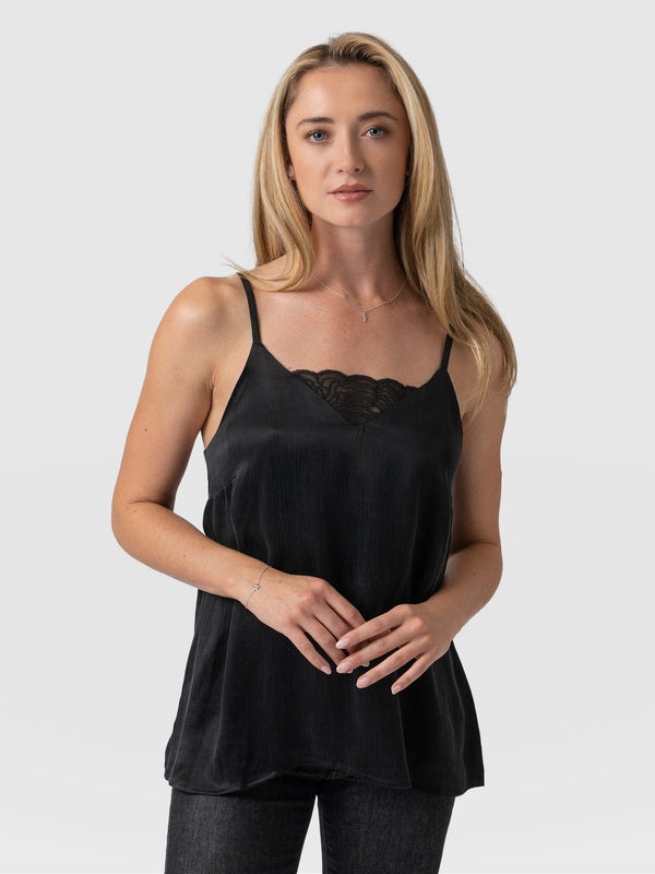 Satin camisole dress with contrast lace - Studio · Cream · Smart