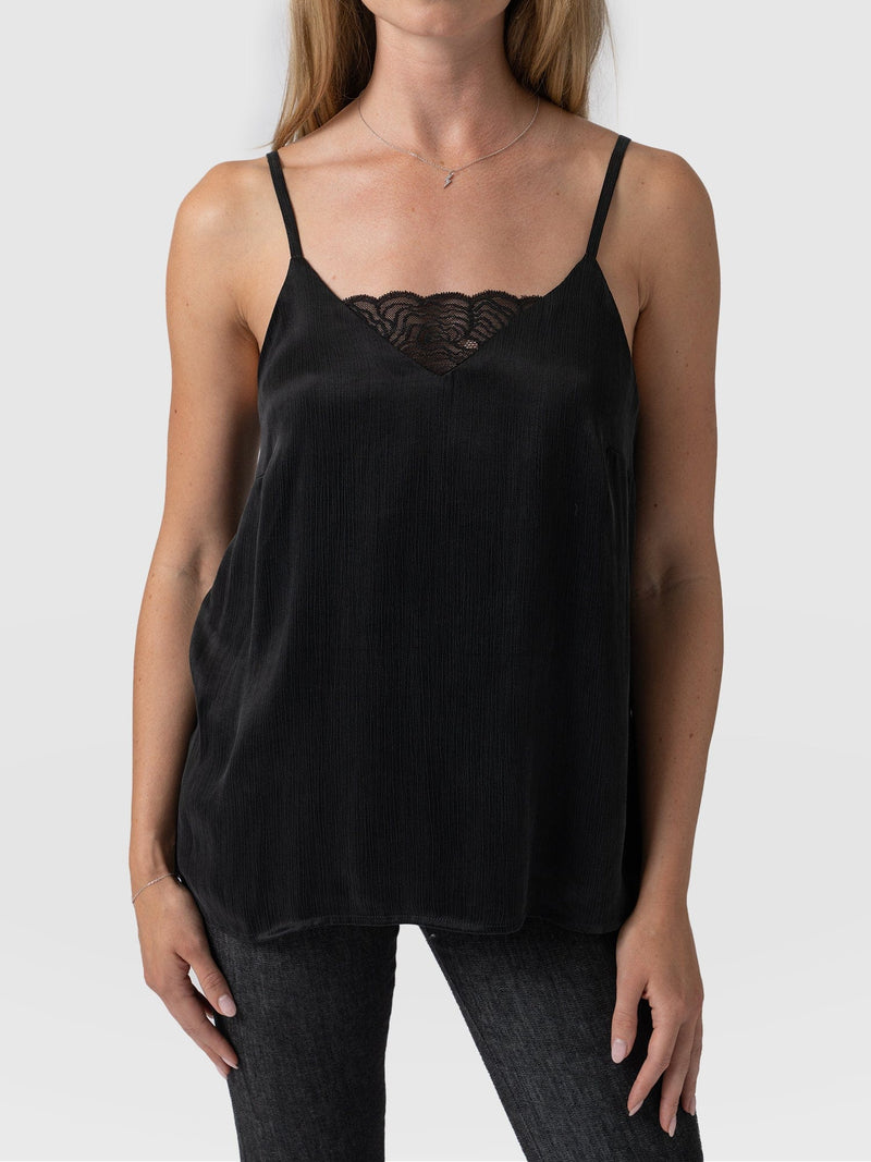 Pour Moi Off Duty Long Line Rib Jersey Support Cami - Black