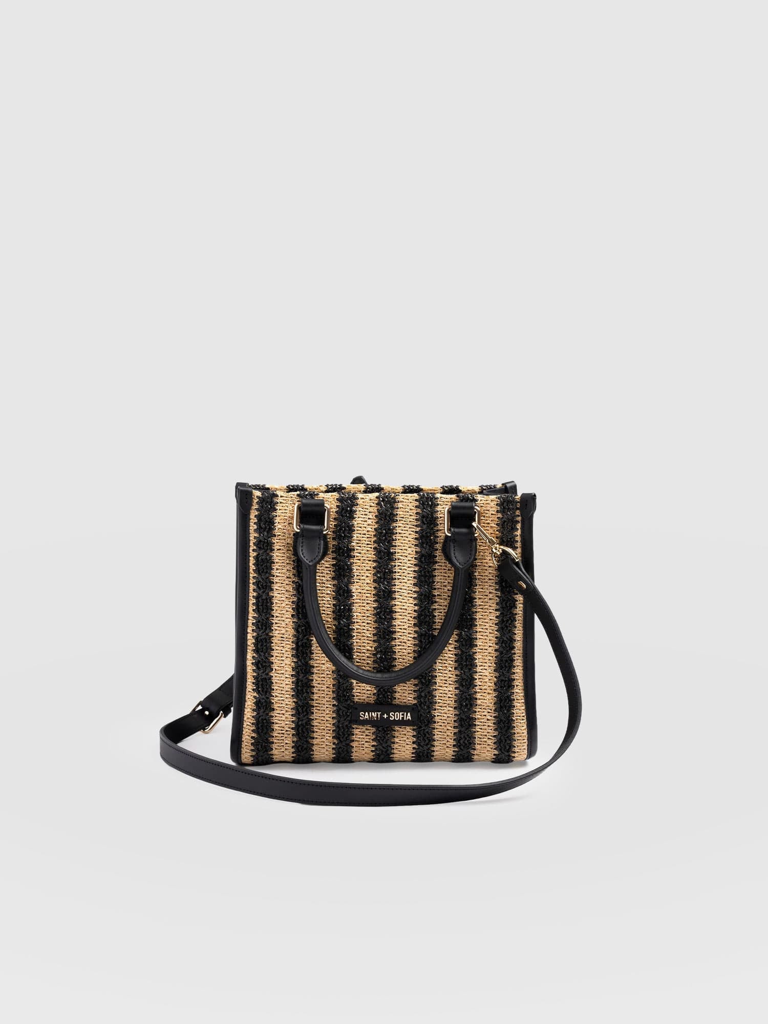 Mia Mini Tote Bag - Black Raffia
