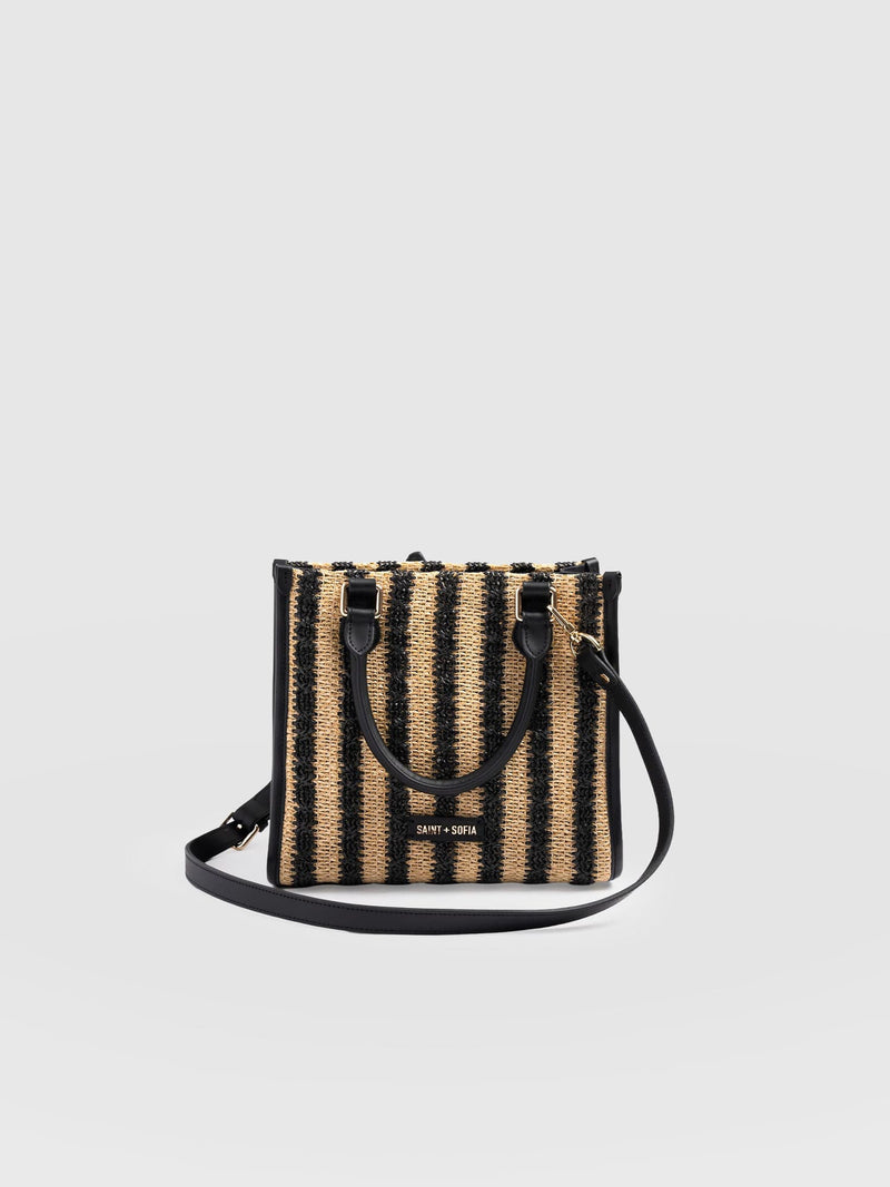 Mia Mini Tote Bag - Black Raffia