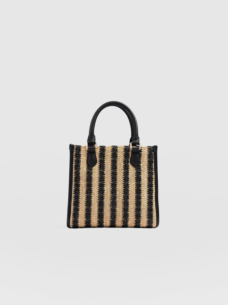 Mia Mini Tote Bag - Black Raffia