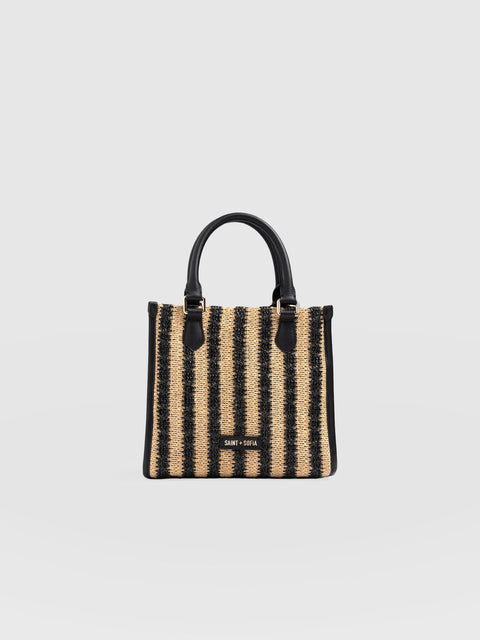 Mia Mini Tote Bag - Black Raffia