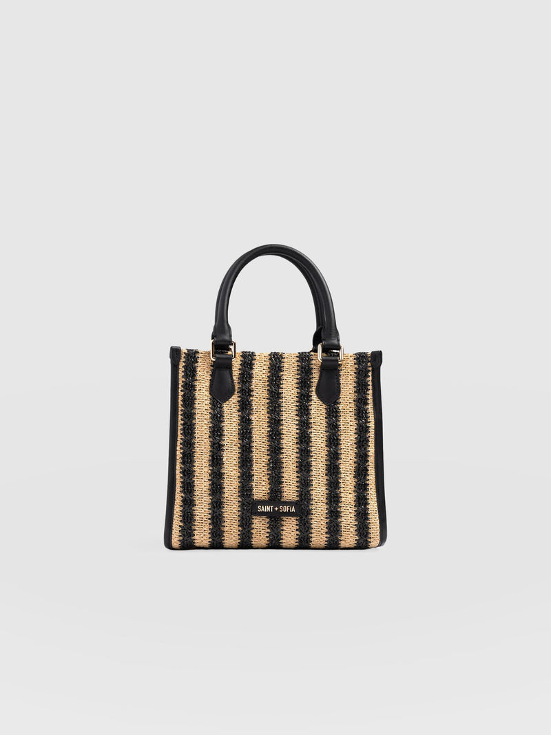 Mia Mini Tote Bag - Black Raffia