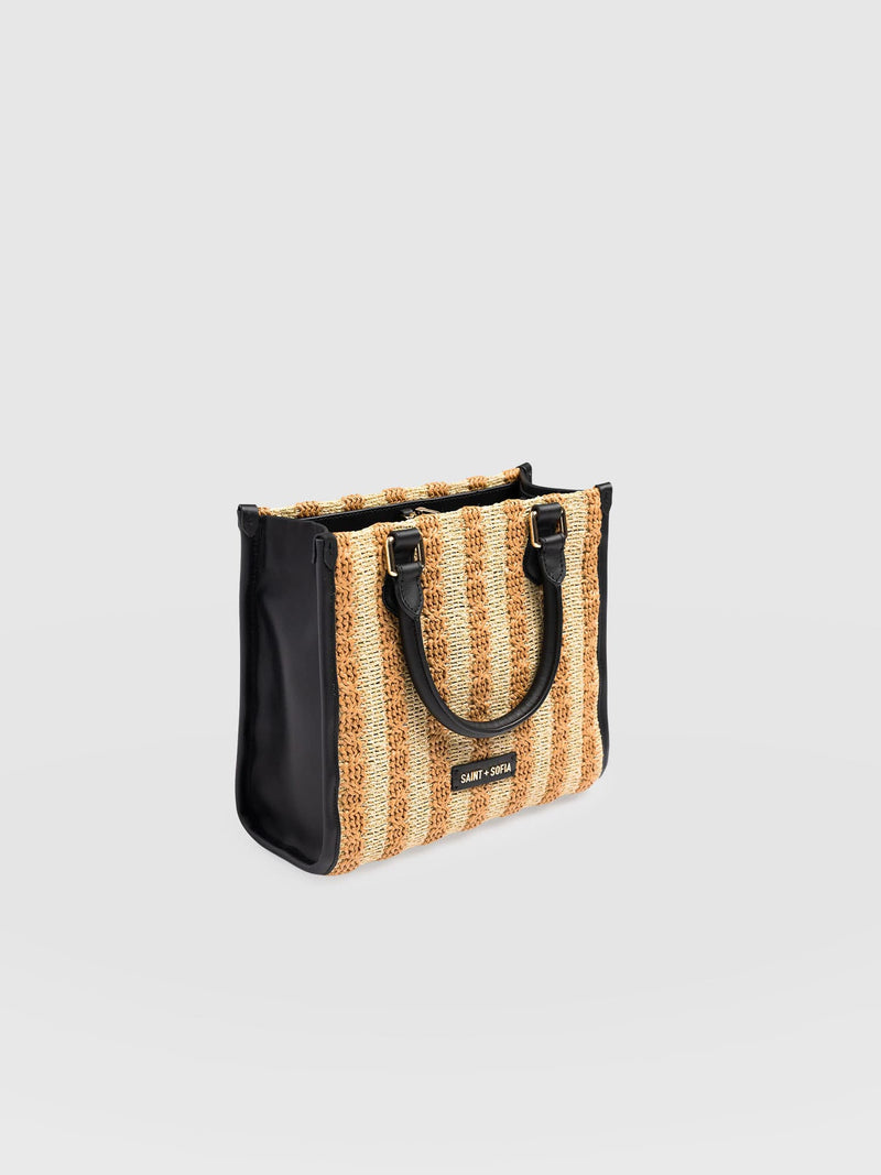 Mia Mini Tote Bag - Orange Raffia