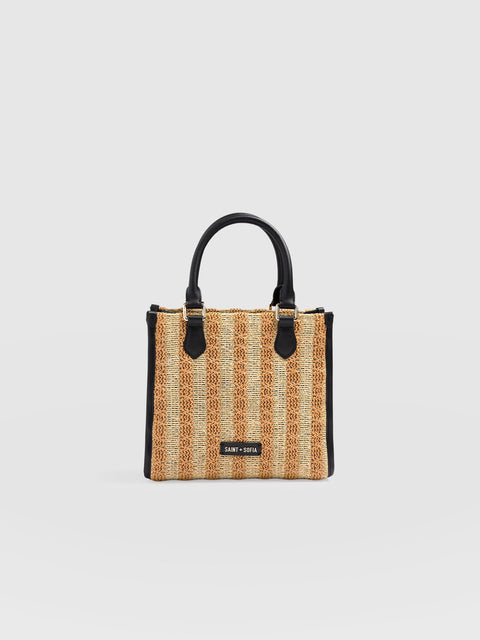 Mia Mini Tote Bag - Orange Raffia