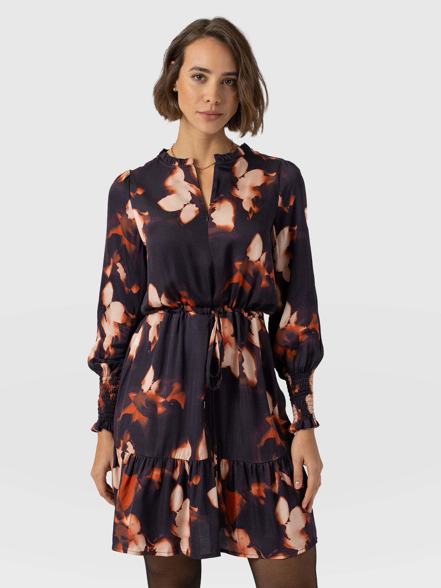 Mini Olivia Zip Up Dress - Orange Aurora