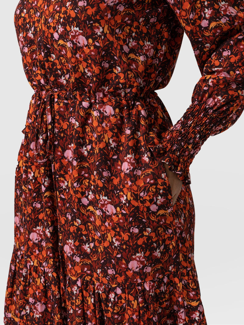 Mini Olivia Zip Up Dress - Red Speckled Fire