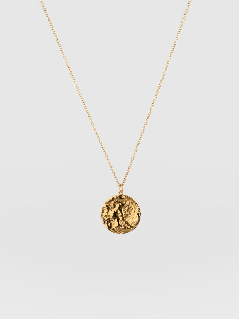 Molten Disc Charm Necklace - Gold