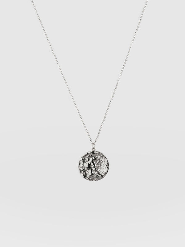 Molten Disc Charm Necklace - Silver
