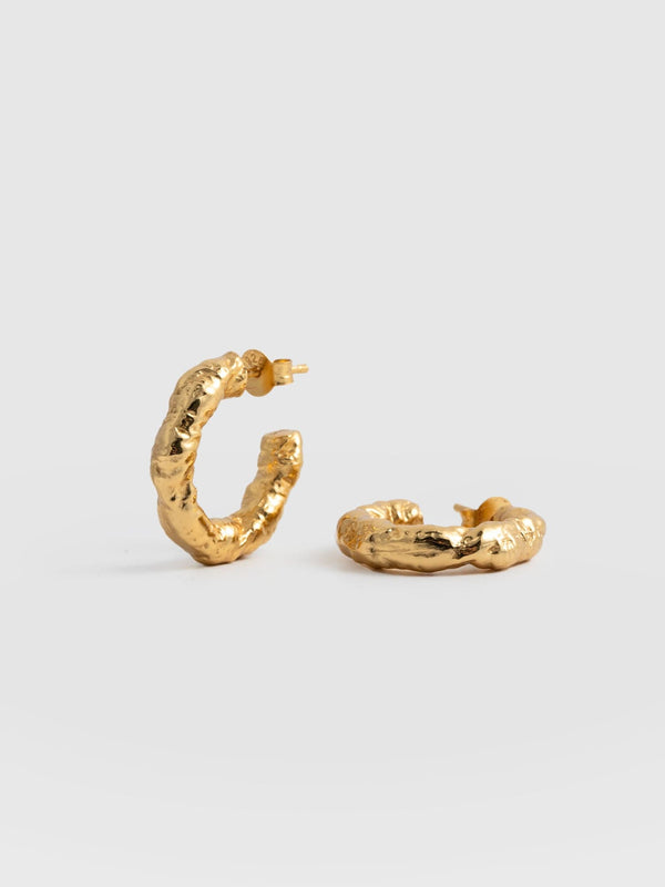 Molten Hoop Earrings - Gold