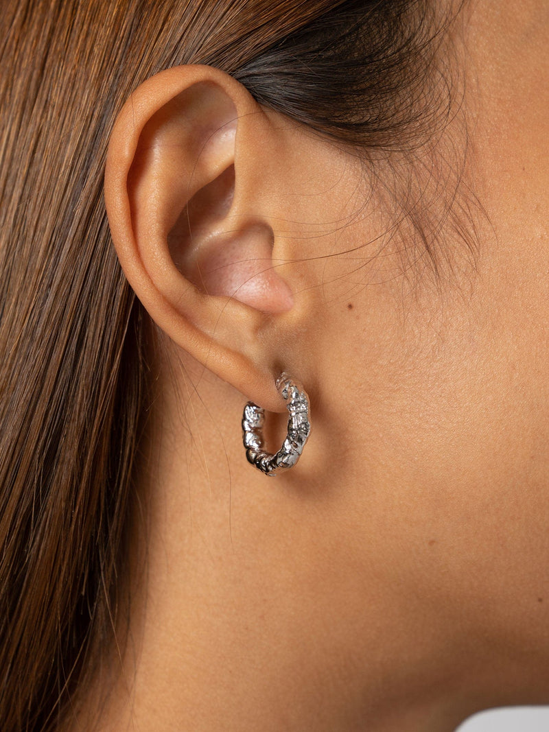 Molten Hoop Earrings - Silver