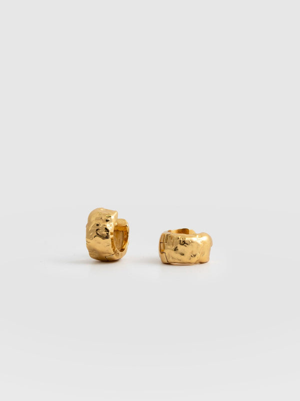 Molten Huggie Earrings - Gold
