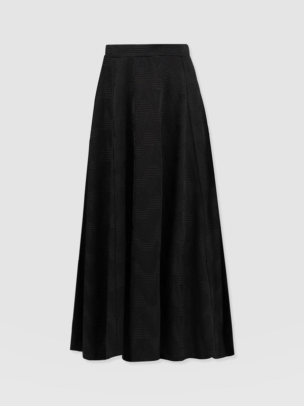 Nora A-Line Skirt - Black Jacquard