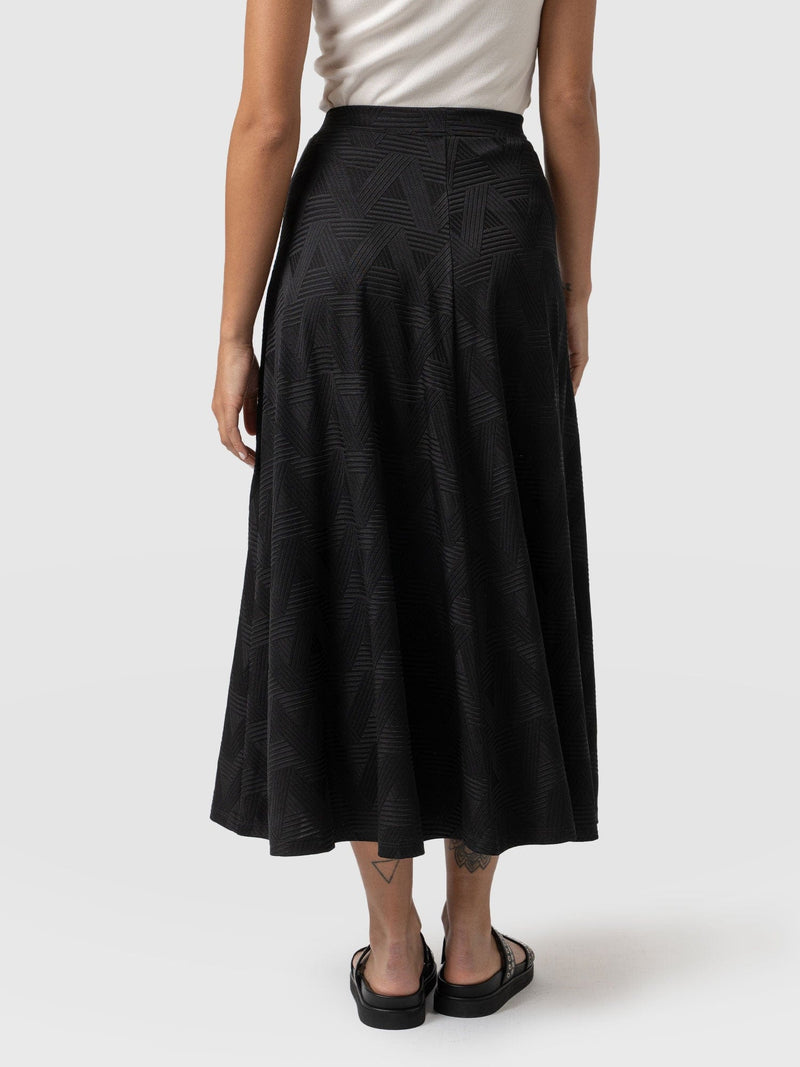 Nora A-Line Skirt - Black Jacquard