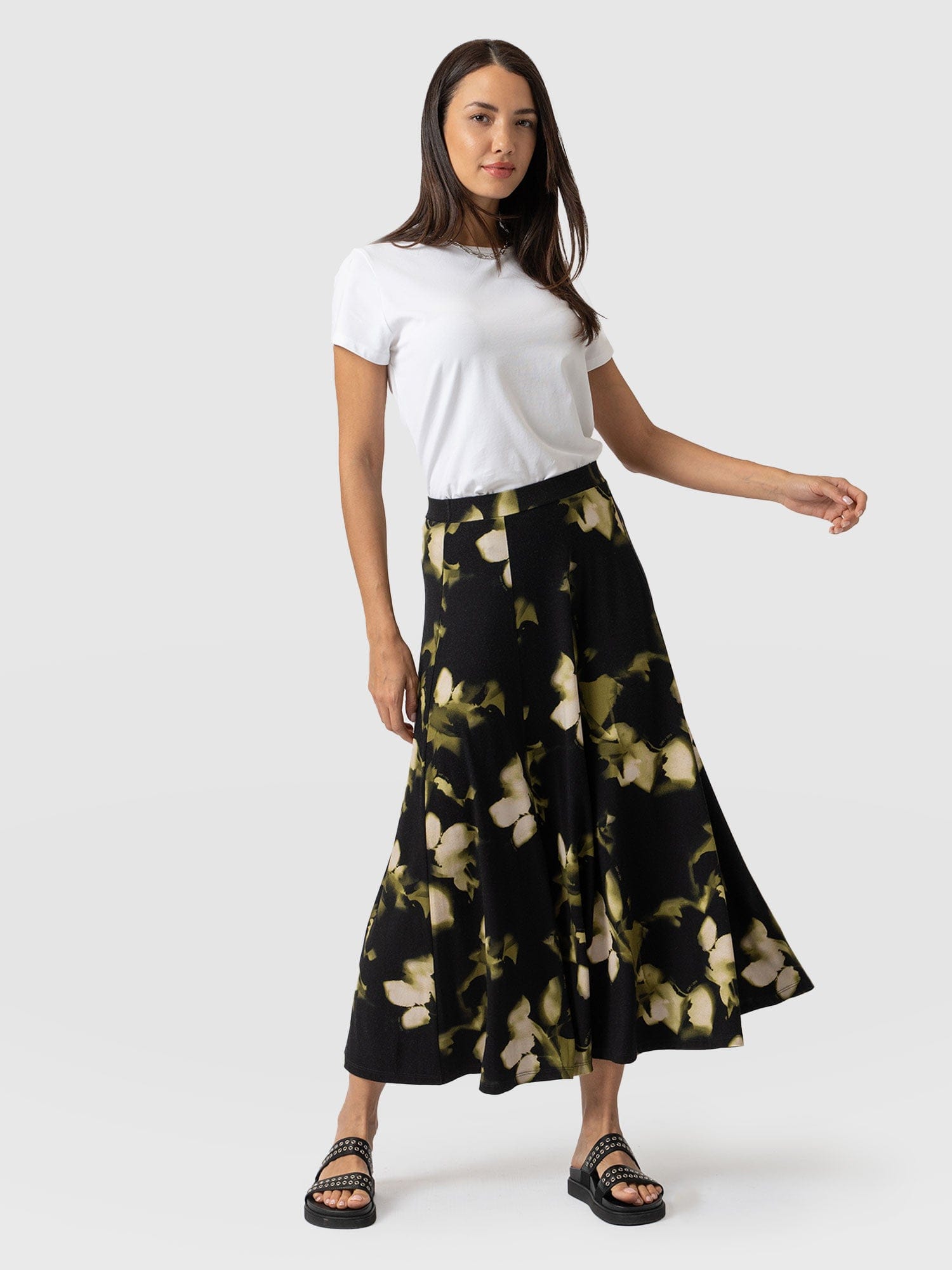 Nora A Line Skirt Green Aurora Women s Skirts Saint Sofia UK