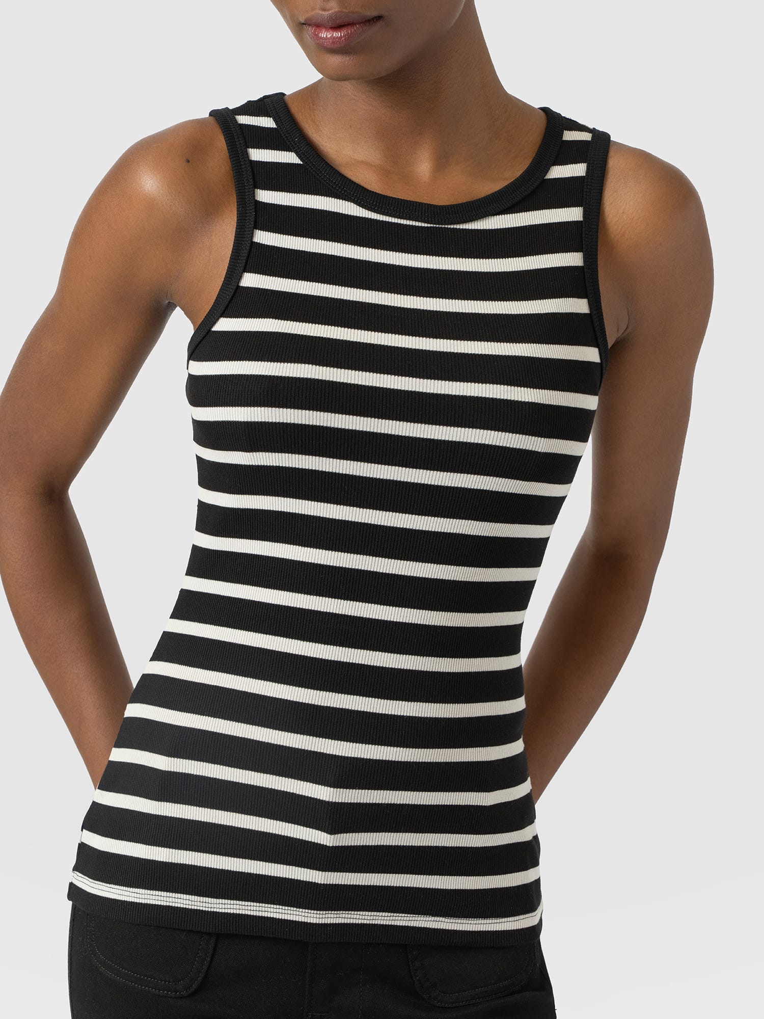 Nova Racer Vest - Black & White Stripe