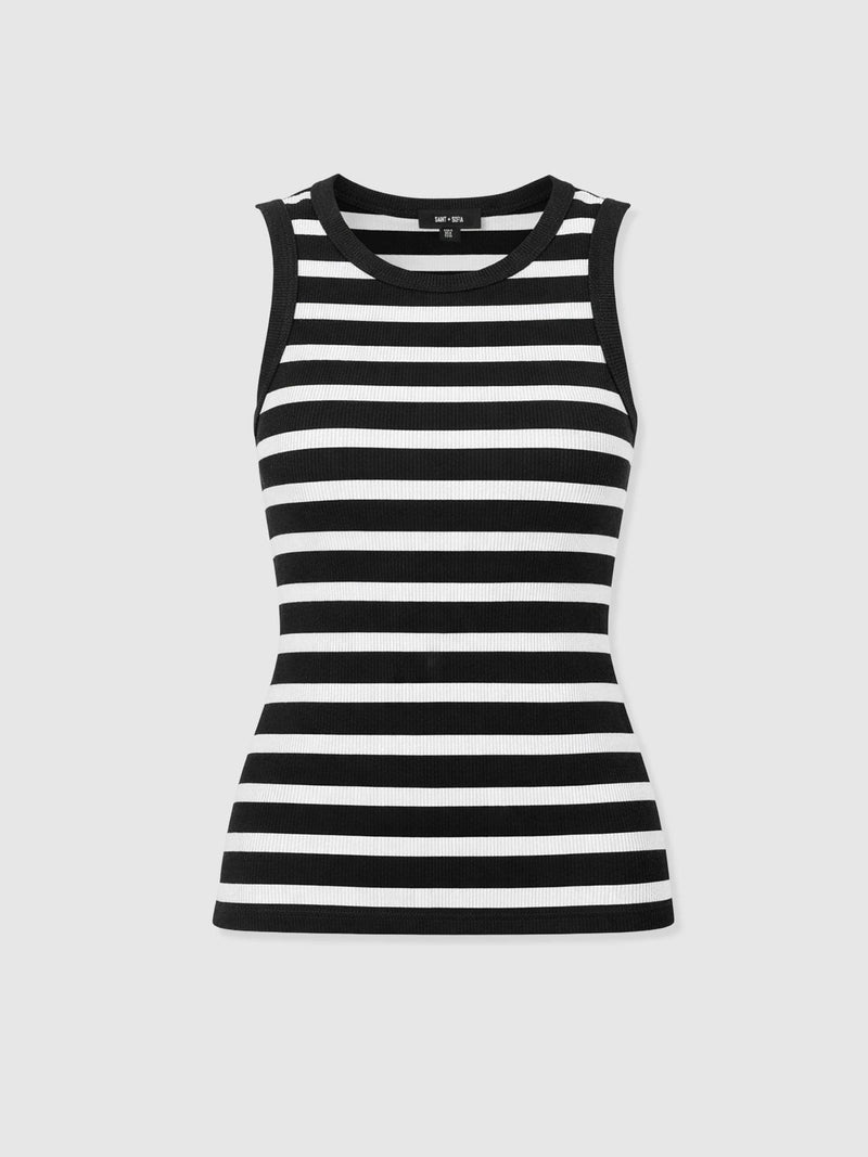 Nova Racer Vest - Black & White Stripe