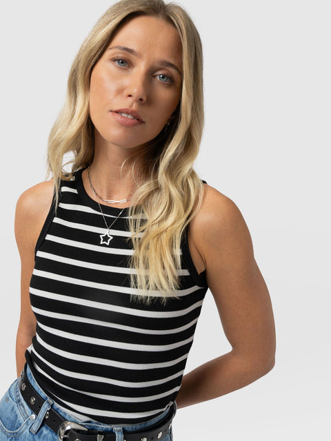 Nova Racer Vest - Black & White Stripe - Women's T-shirts | Saint + Sofia® UK