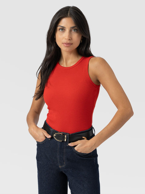Nova Racer Vest - Burnt Orange - Women's T-shirts | Saint + Sofia® UK