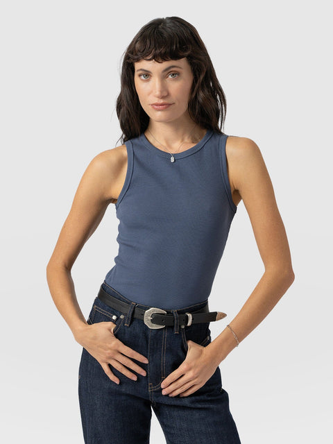 Nova Racer Vest Dusty Blue - Women's Vests | Saint + Sofia® UK