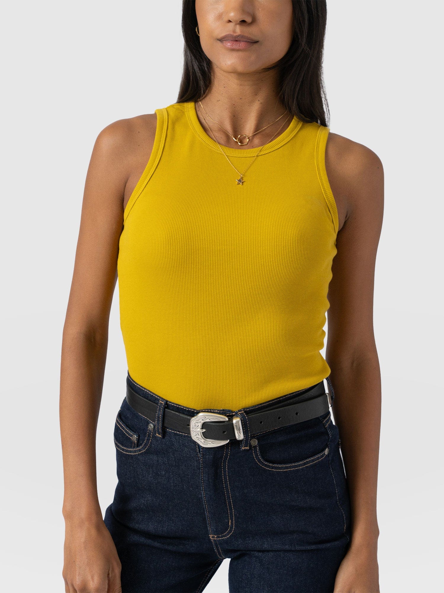 Nova Racer Vest - Mustard - Women's Vests | Saint + Sofia® UK