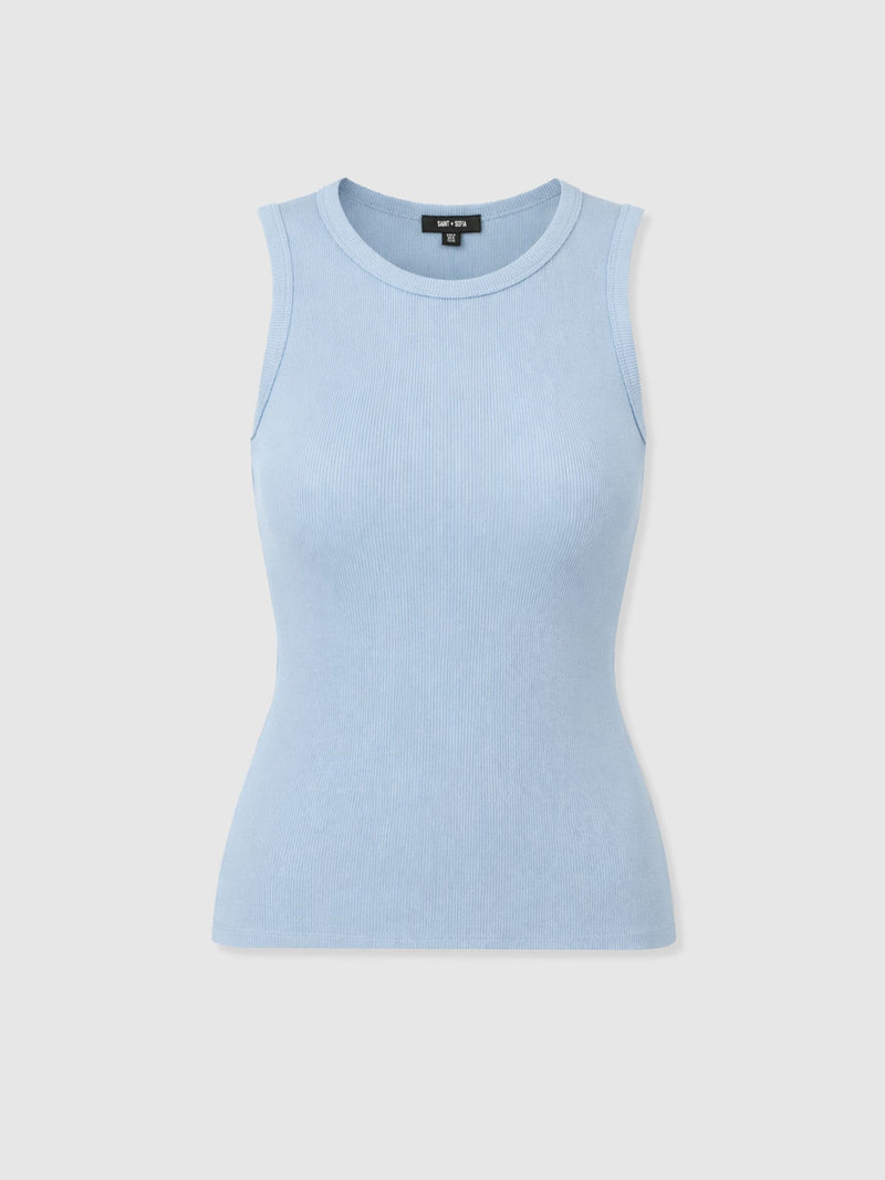Nova Racer Vest - Powder Blue - Women's T-shirts | Saint + Sofia® UK
