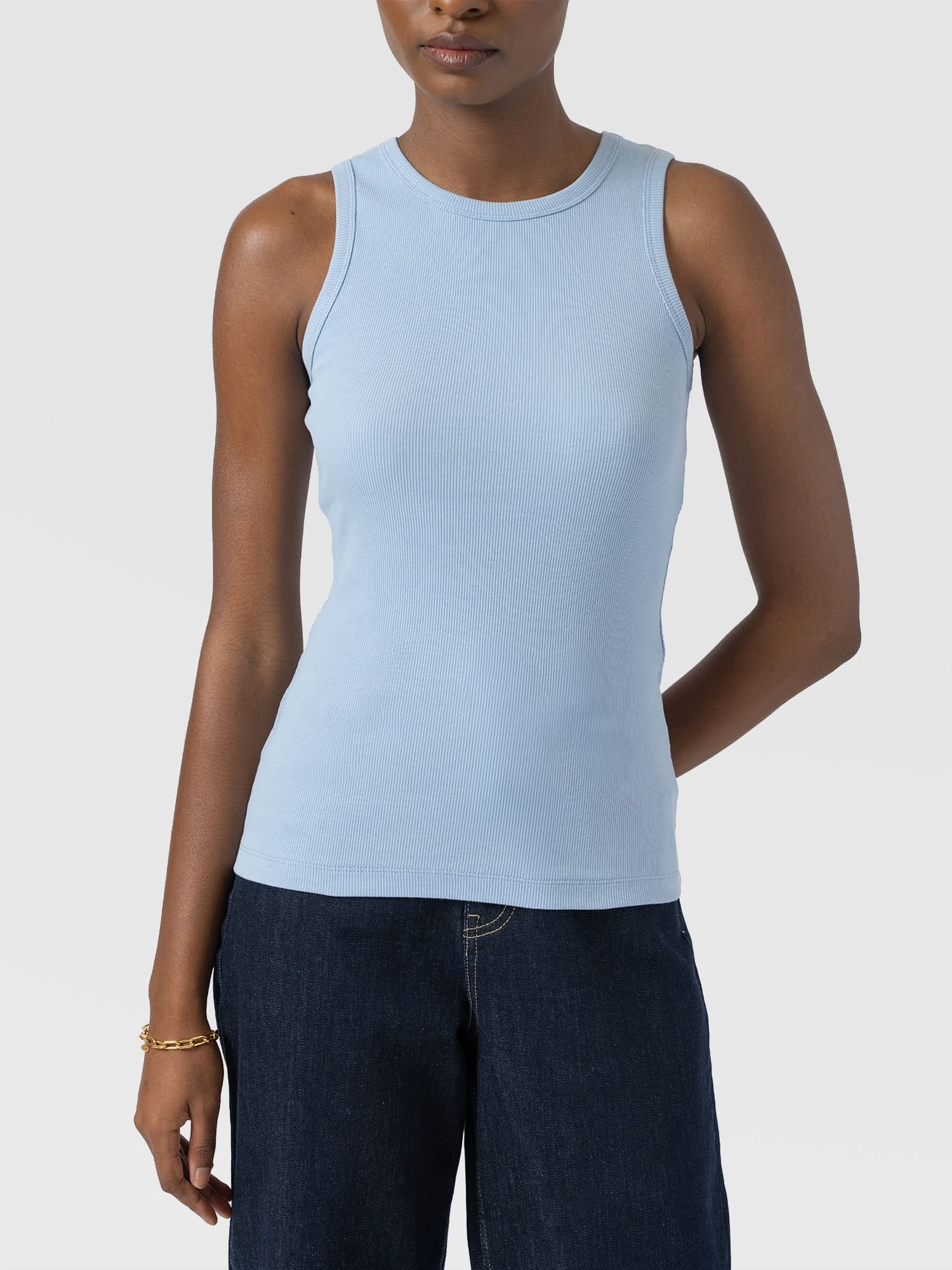 Nova Racer Vest - Powder Blue - Women's T-shirts | Saint + Sofia® UK