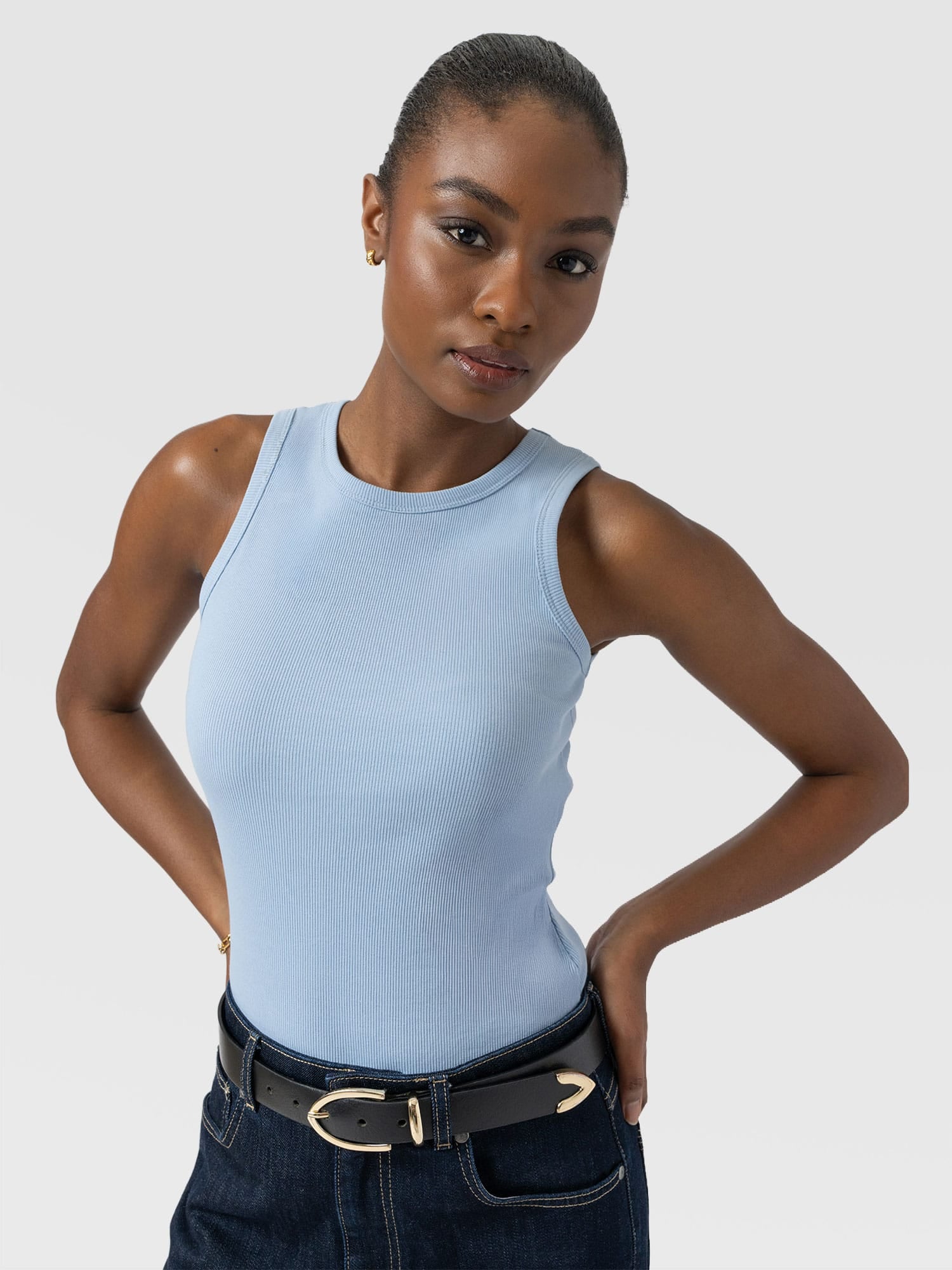 Nova Racer Vest - Powder Blue - Women's T-shirts | Saint + Sofia® UK