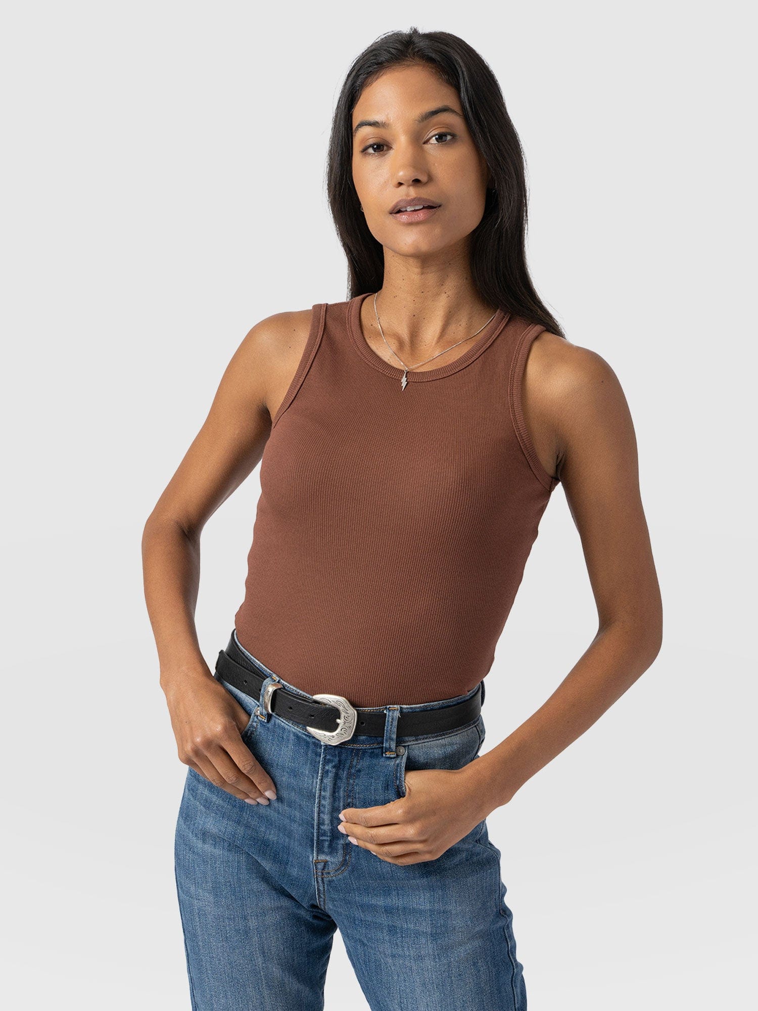 Nova Racer Vest - Russet Brown - Women's Vests | Saint + Sofia® UK