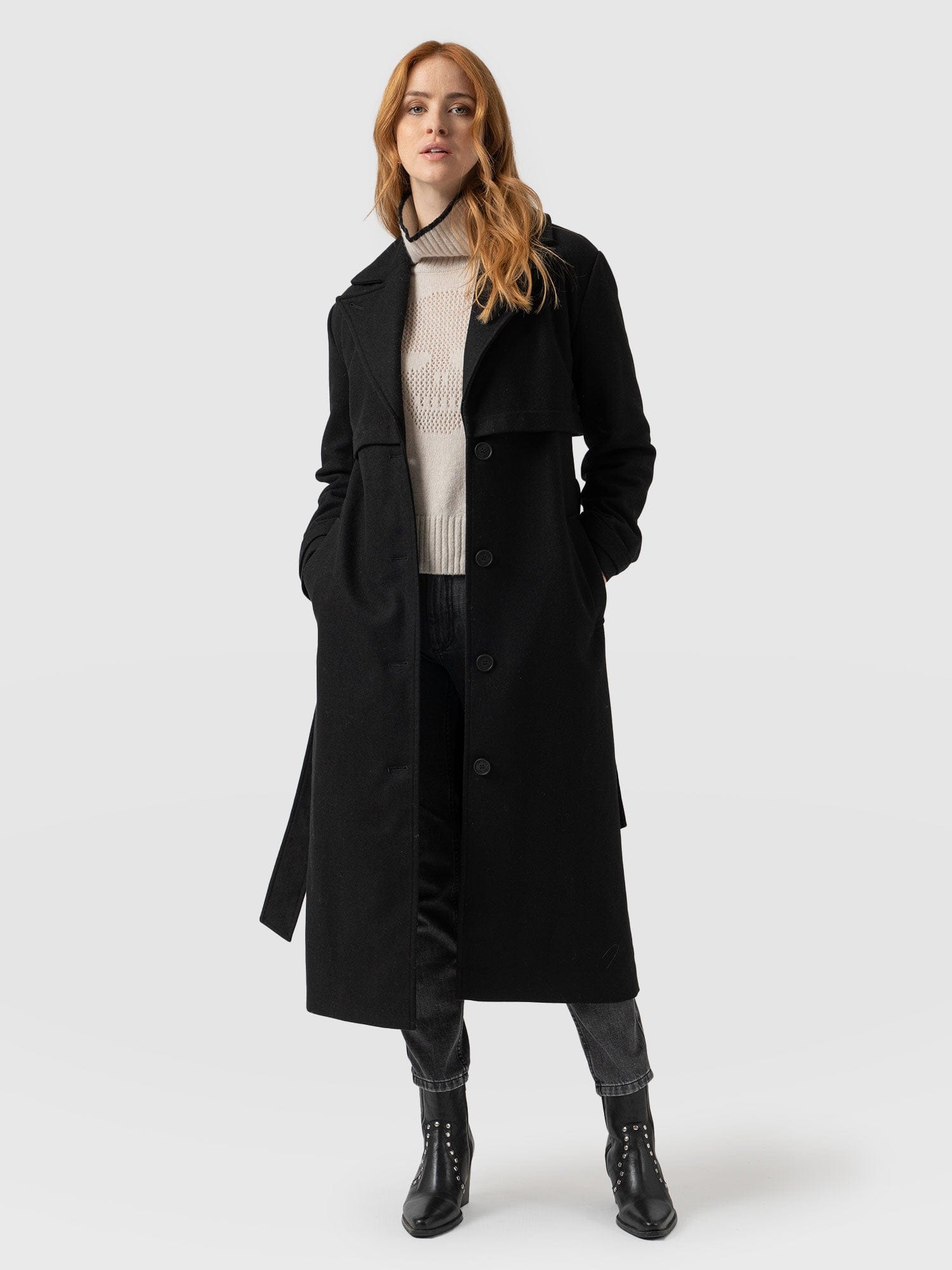 Black coat hotsell wool womens