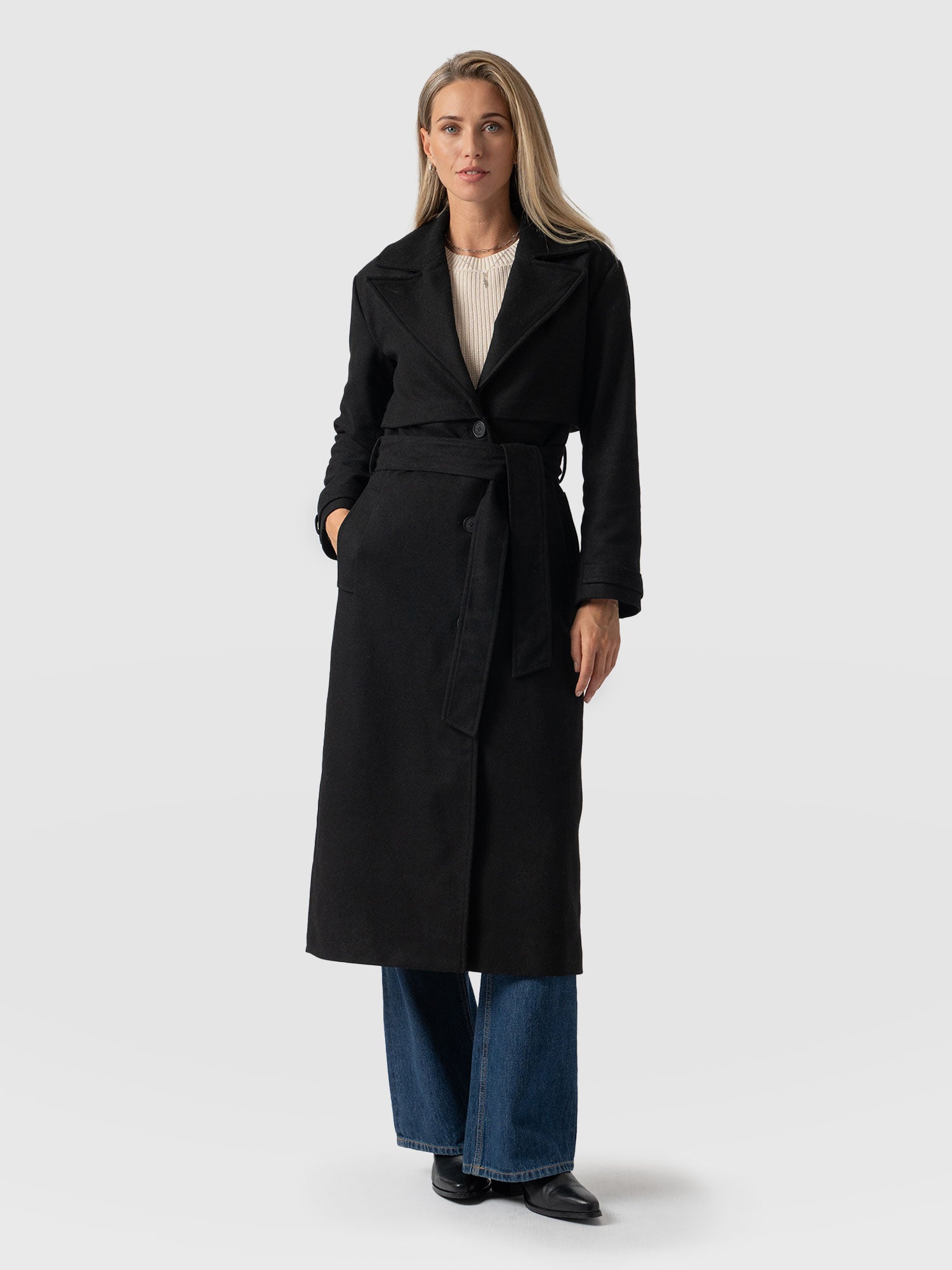 Odette Coat Black - Women's Wool Coats | Saint + Sofia® UK