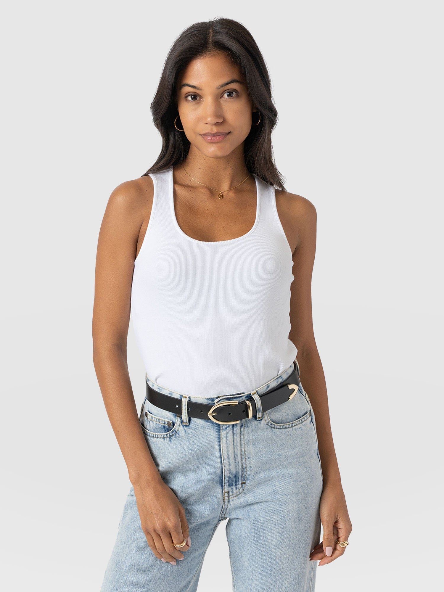 Olivia Rib Vest White - Women's Vests | Saint + Sofia® UK