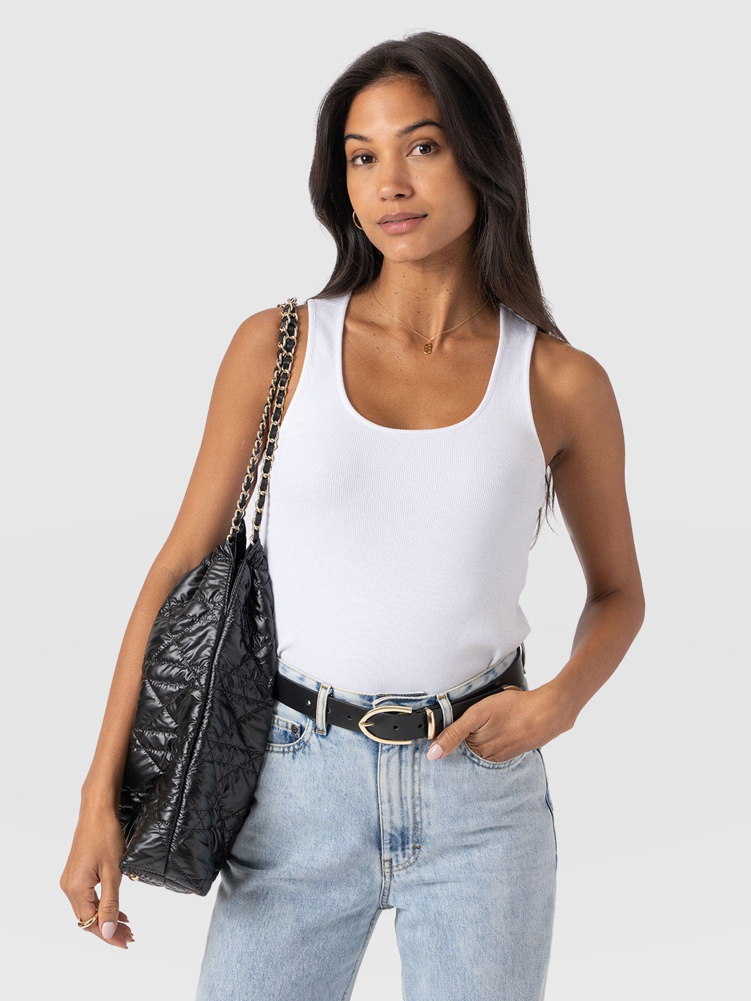 Olivia Rib Vest - White