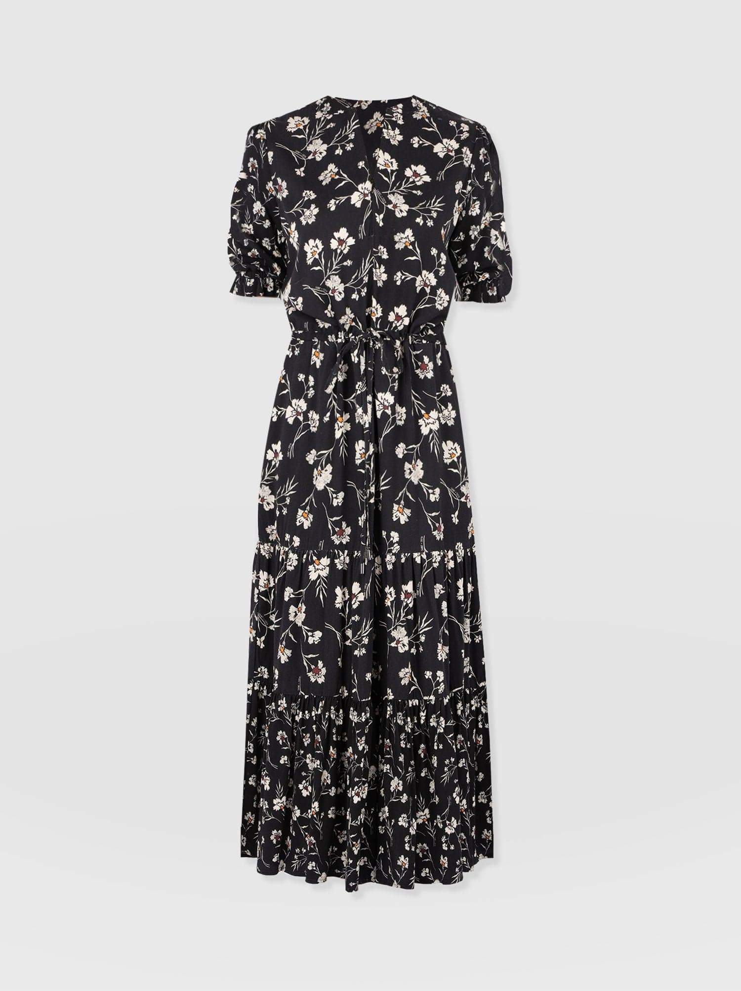Olivia Zip Up Short Sleeve Dress - Black Spring Floral - Women's Dresss | Saint + Sofia® UK