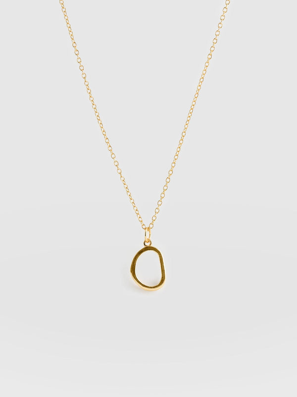Organic Open Oval Charm Necklace - Gold