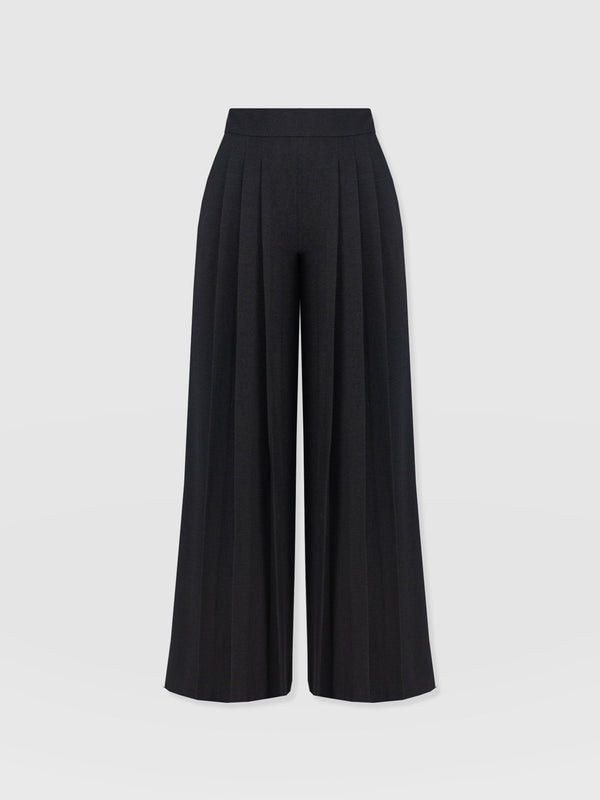 Oriya Pleated Wide Leg Pant - Black