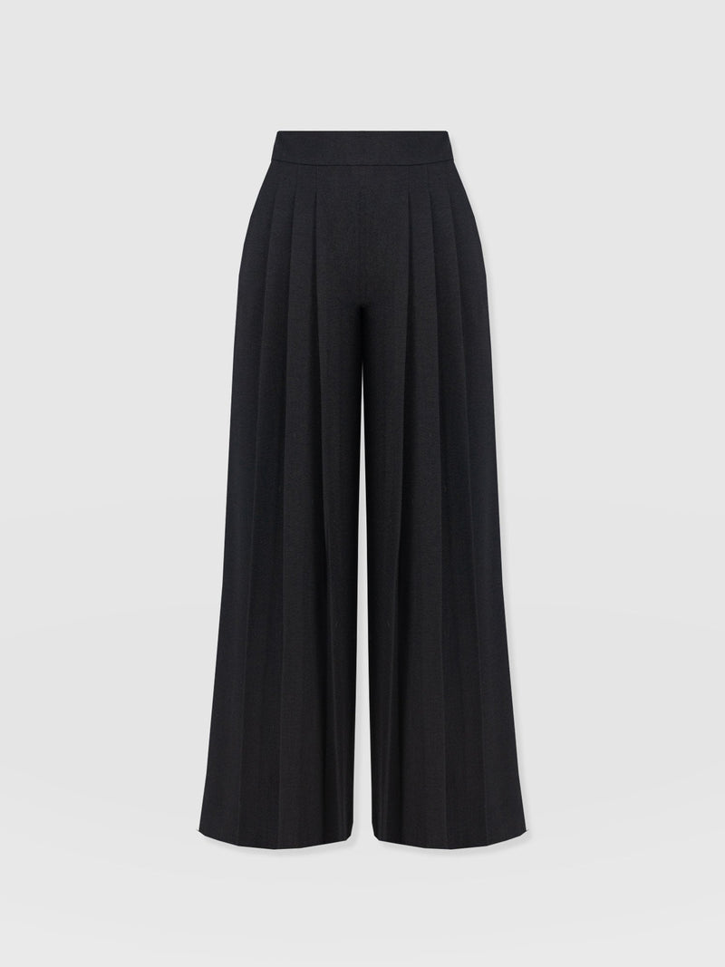 Oriya Pleated Wide Leg Pant - Black
