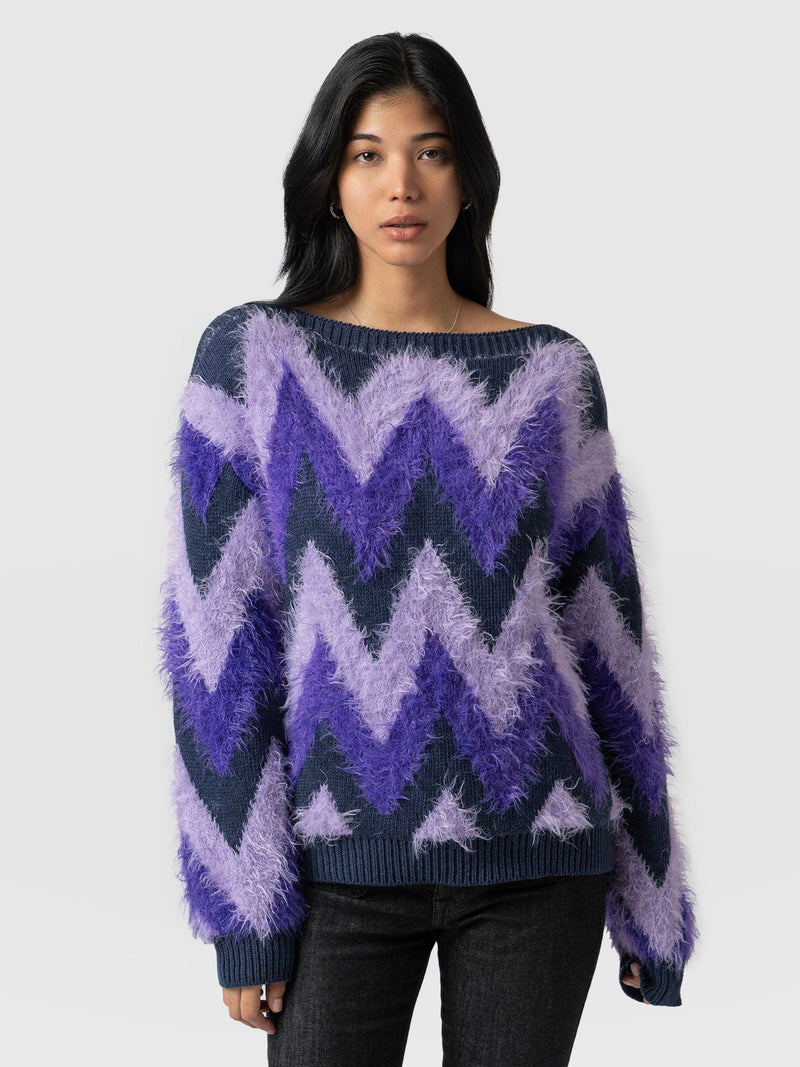 Orla Chevron Sweater - Purple