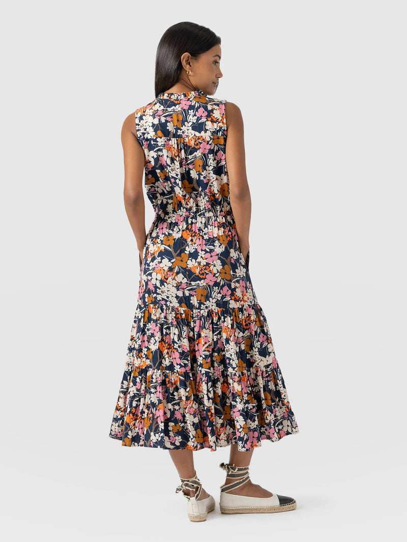 Orla Dress - Navy Cream Floral