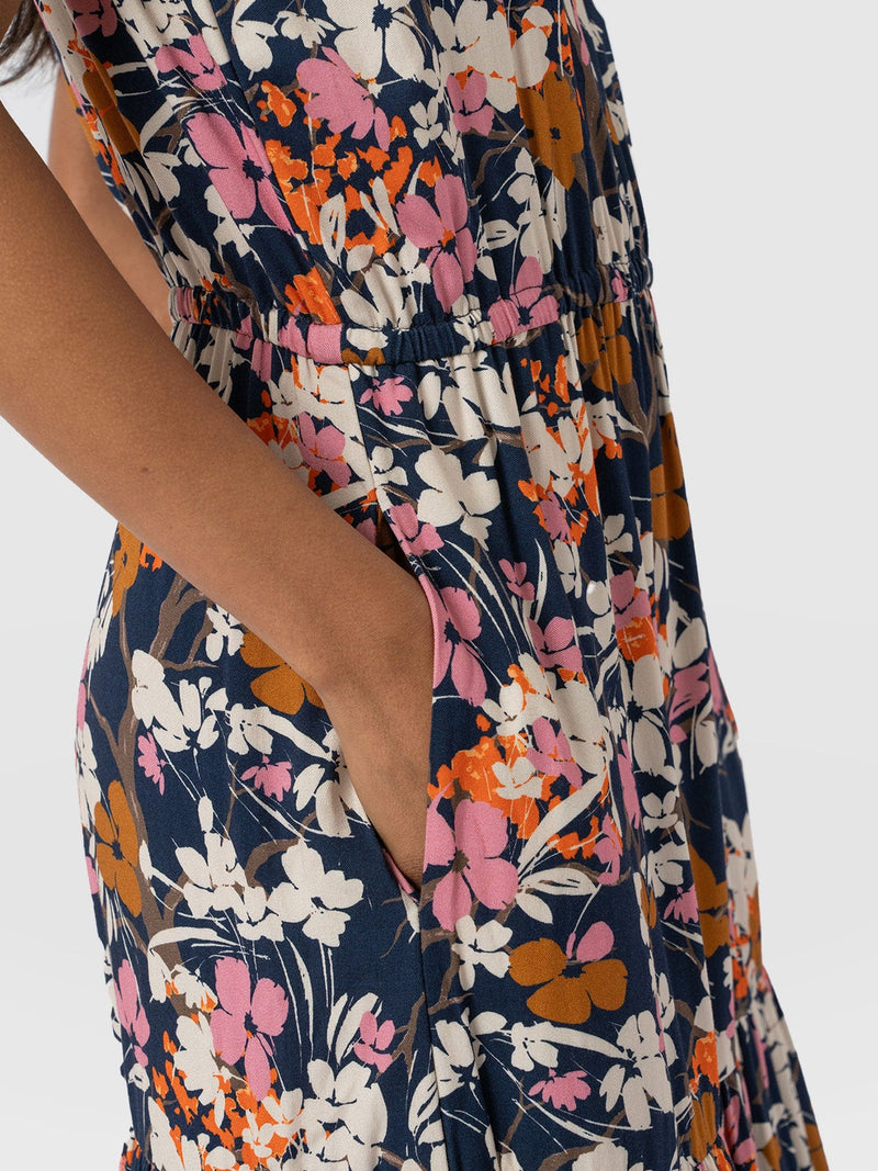 Orla Dress - Navy Cream Floral