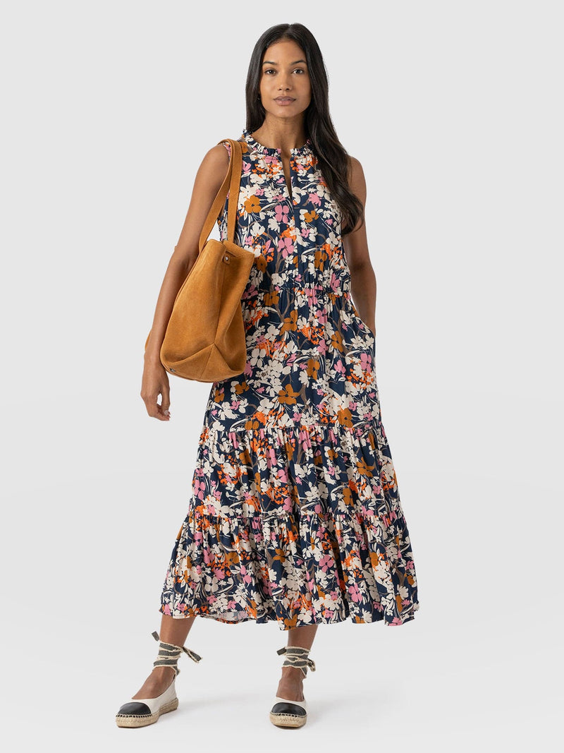 Orla Dress - Navy Cream Floral