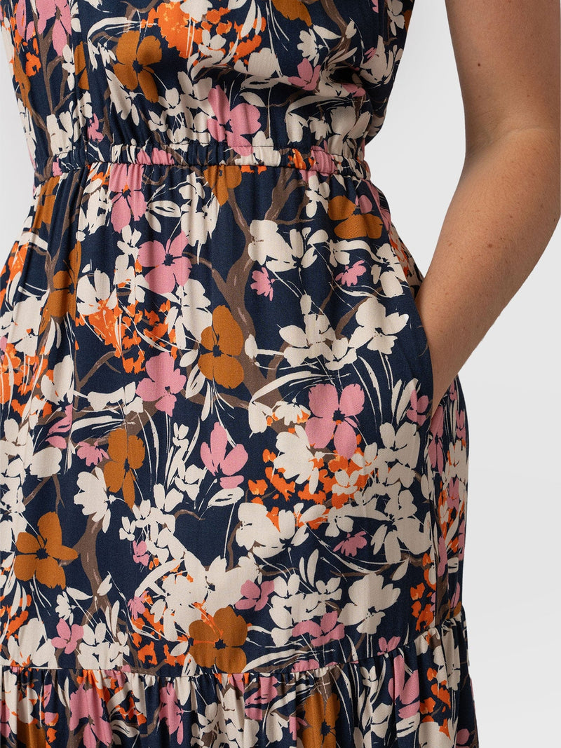 Orla Dress - Navy Cream Floral