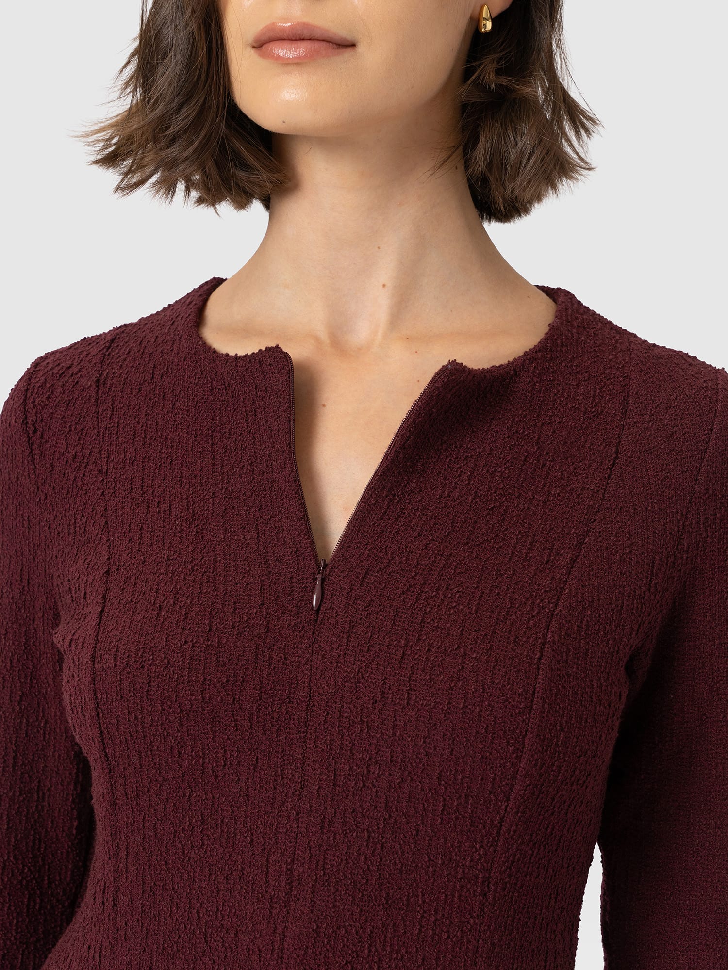 Orla Midi Dress - Burgundy Boucle - Women's Dresses | Saint and Sofia® UK