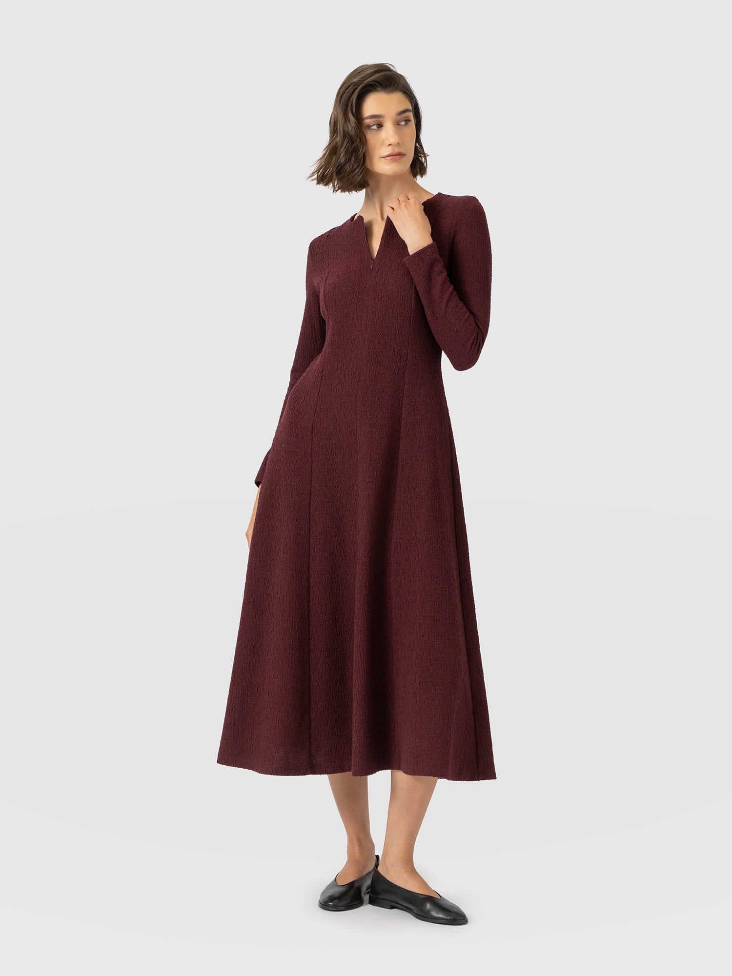 Orla Midi Dress - Burgundy Boucle - Women's Dresses | Saint and Sofia® UK