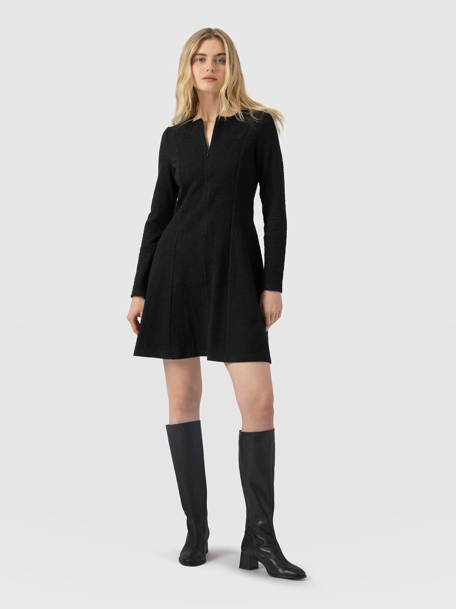 Orla Mini Dress - Black Boucle - Women's Dresses | Saint and Sofia® UK