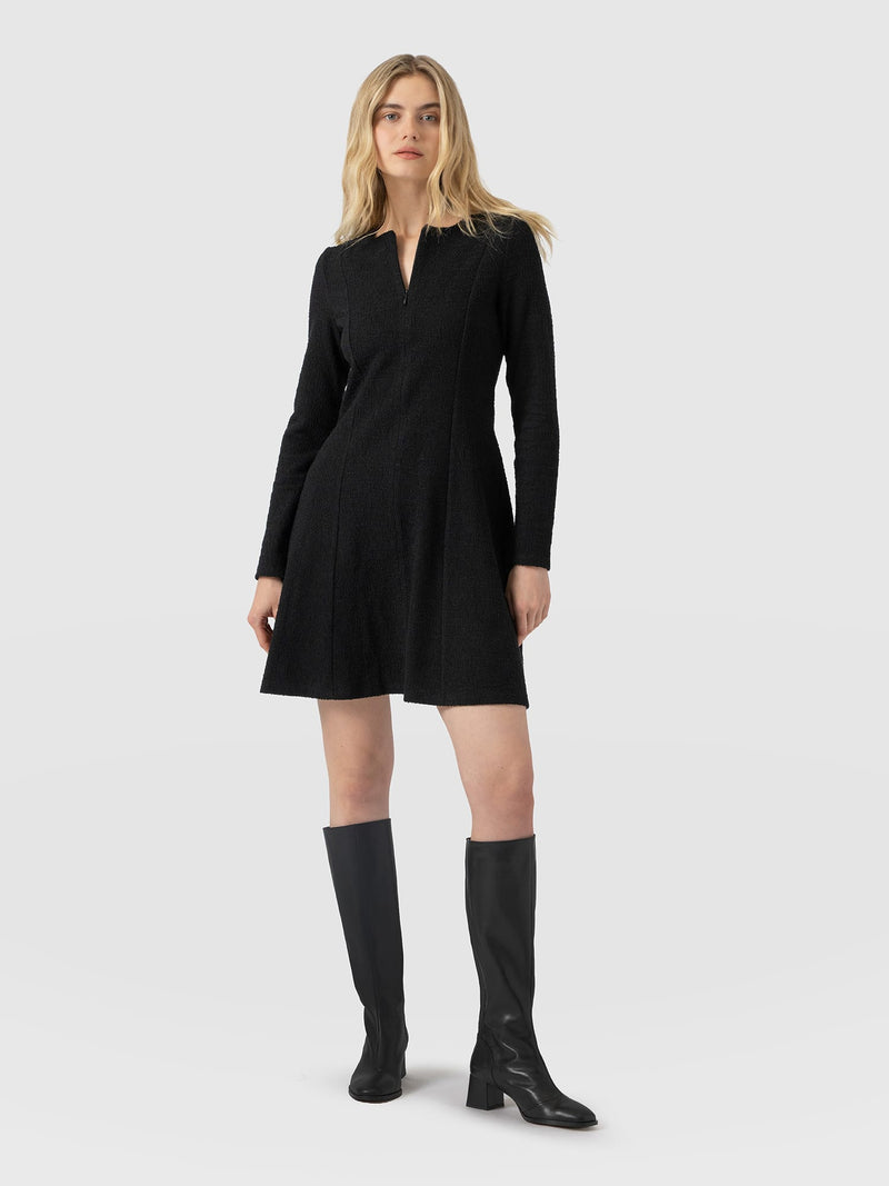 Orla Mini Dress - Black Boucle - Women's Dresses | Saint and Sofia® UK