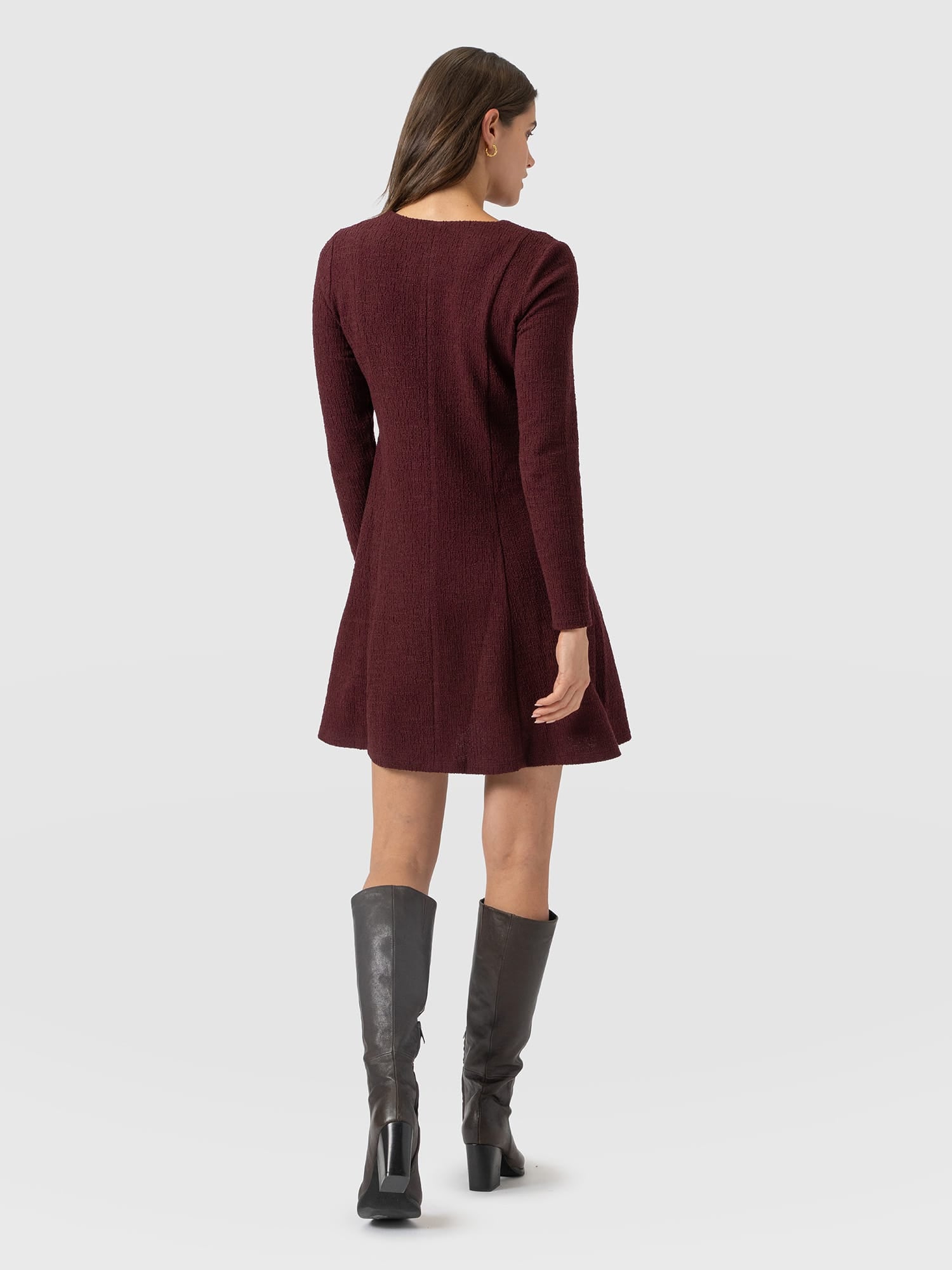 Orla Mini Dress - Burgundy Boucle