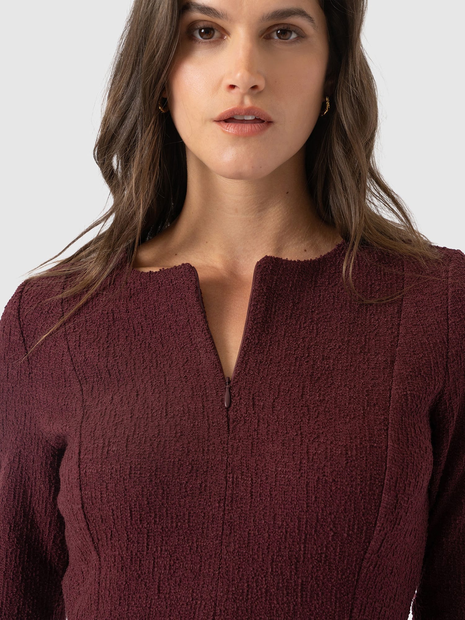 Orla Mini Dress - Burgundy Boucle